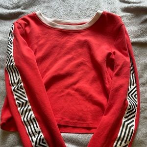 Red crop top with sleeve designe